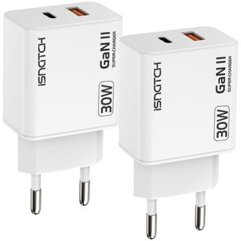 2er-Set Dual USB Ladegerät - QC 3.0 & PD - GaN-Technologie 30W Schnellladegerät für Handy & Laptop - Überhitzungsschutz - Weiss