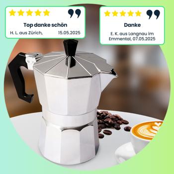 Preview: Klassischer Espressokocher aus Aluminium, 150 ml für 3 Tassen - Traditioneller Kaffeegenuss, für aromatischen Espresso wie vom Barista