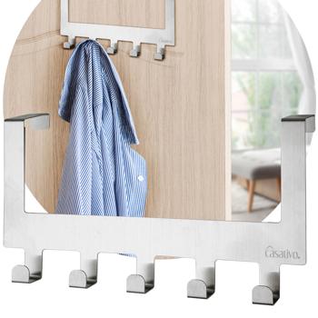 Robuste Edelstahl-Türgarderobenleiste mit 5 Kleiderhaken, platzsparende Aufbewahrung für Jacken, Mäntel, Handtücher u.v.m.