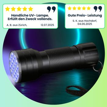 Preview: Multifunktionale 2in1 UV-Taschenlampe und Geldschein-/Ausweisprüfer, 21 LEDs, Batteriebetrieb, Für Echtheitsprüfung & Beleuchtung