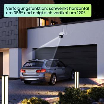 Preview: WLAN Outdoor Überwachungskamera 2K: IP66, Pan-Tilt: Volle Kontrolle & brillante Überwachung für Ihr Zuhause – Tag & Nacht