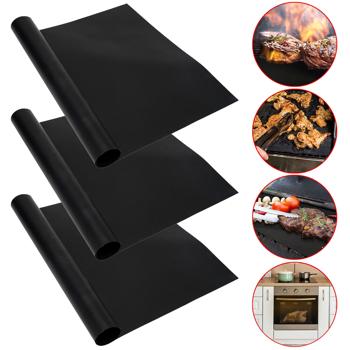 Antihaft BBQ-Grillmatte, 3er-Set Bratmatte aus Glasfaser-Material, wiederverwendbar, für Gasgrill, Holzkohlegrill, Elektrogrill, lebensmittelkonform
