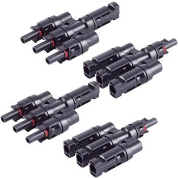 2er-Set T-Stecker-Adapter - MC4-kompatibel für einfache Solarmodul-Parallelschaltung mit konstanter Spannung - IP68-Schutz, 1500V, schwarz
