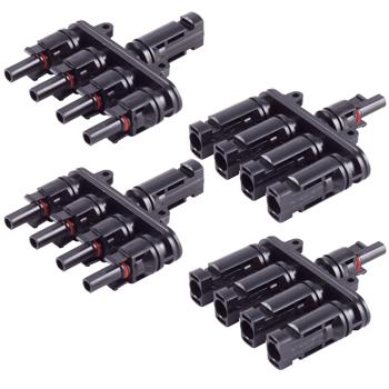 T-Stecker-Adapter Set 4/1 - Parallelschaltung von Solarmodulen - MC4-kompatibel, IP68, 1.5kV, robust, wetterfest, für PV-Anlagen schwarz