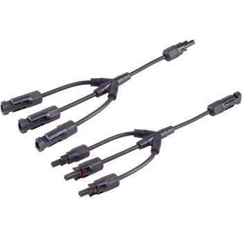 Preview: 2er-Set PV4 T-Adapterkabel 4mm² - Parallelschaltung von Solarmodulen - konstante Spannung, Easy-Click-System, MC4 kompatibel, 30cm, wetterfest