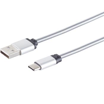 Preview: 2er-Set Lade- & Datenkabel USB-C-auf-USB-A, silber, 1m