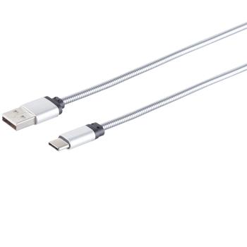 Preview: 3er-Set Lade- & Datenkabel USB-C-auf-USB-A, silber, 1m