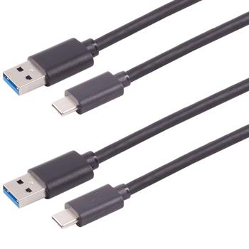 2er-Set USB-A auf USB-C Lade-/Datenkabel - USB 3.0 mit 5 Gbps Datenübertragung - 1m Rundkabel Schwarz für Smartphone & Tablet - Schnell & robust
