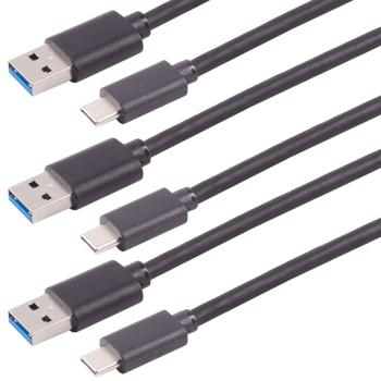 3er-Set USB-C Lade- & Datenkabel - Schnelles Laden & 5 Gbps Datenübertragung für Smartphone Tablet - USB 3.0 - Schwarz - 1m - Robust