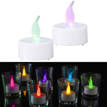 Flackerndes LED-Teelicht 2er-Set - Sicherer Farbwechsel mit 6h Timer - Ø 4cm Kunststoff, batteriebetrieben inkl. CR2032 - Ideal für Zuhause & Partys