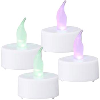 Flackerndes LED-Teelicht mit Farbwechsel 4er-Set - Sicher, batteriebetrieben & inkl. 6h Timerfunktion - Ø 4cm - Ideal für Zuhause & Partys