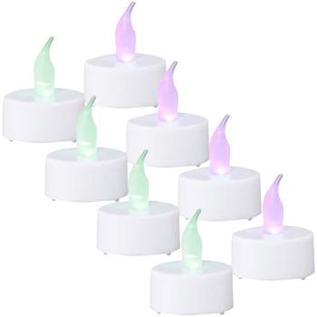 Flackerndes LED-Teelicht 8er-Set - Sanfter Farbwechsel & 6h Timerfunktion - Ø 4cm, batteriebetrieben mit CR2032 - Ideal für sichere Dekoration Herbst, Winter, Weihnachten & Partys