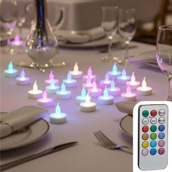 Farbenfrohes 20er LED-Teelicht-Set mit Fernbedienung: 4/8h Timer, Ø4cm, inkl. Batterien, für gemütliche Abende und geniale Dekorationen