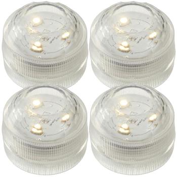 Preview: 4er-Set LED-Teelicht warmweiss – Wasserdicht IP68 inkl. Batterien – Ideal für Deko, Pool, Badewanne, Garten, Balkon – Ø 3cm Kunststoff