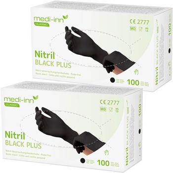 Einweg-Nitril-Handschuhe Schwarz 200 Stk. M - Puderfrei - Für Medizin, Küche, Gastronomie & Handwerk - Latex- & Allergenfrei - Gripstruktur - Lebensmittelecht