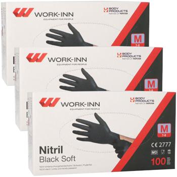 Einweg-Nitril-Handschuhe Schwarz 300 Stk. M - Puderfrei - Für Medizin, Küche, Gastronomie & Handwerk - Latex- & Allergenfrei - Gripstruktur - Lebensmittelecht