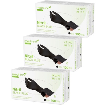Einweg-Nitril-Handschuhe Schwarz 300 Stk. M - Puderfrei - Für Medizin, Küche, Gastronomie & Handwerk - Latex- & Allergenfrei - Gripstruktur - Lebensmittelecht
