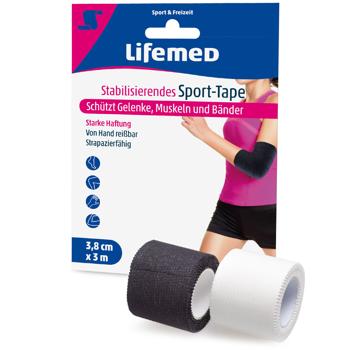 Preview: 6er-Set Stabilisierendes Sport-Tape - für Gelenke, Bänder & Muskeln - Vorbeugung von Überstreckungen & Verstauchungen - 3m x 3,8 cm, weiss/schwarz