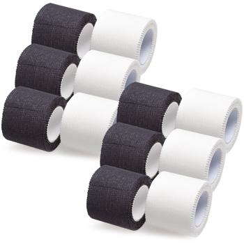 6er-Set Stabilisierendes Sport-Tape - für Gelenke, Bänder & Muskeln - Vorbeugung von Überstreckungen & Verstauchungen - 3m x 3,8 cm, weiss/schwarz