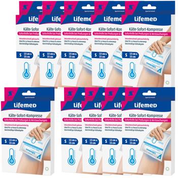 10er-Set Sofort-Kältekompresse für Reisen & Sport - Blitzschnell einsatzbereit gegen Schwellungen, Entzündungen & Schmerzen - 15x13cm, weiss, Einweg