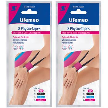 2er-Set Physio-Tapes für Knie & Hand - 8 vorgeschnittene, atmungsaktive & latexfreie Kinesiotapes in Blau, Pink, Schwarz - 3 Grössen für Alltag & Sport