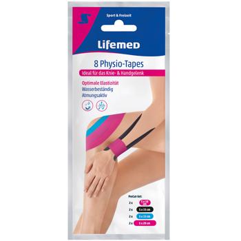 Preview: 2er-Set Physio-Tapes für Knie & Hand - 8 vorgeschnittene, atmungsaktive & latexfreie Kinesiotapes in Blau, Pink, Schwarz - 3 Grössen für Alltag & Sport