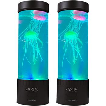 Quallen Stimmungsleuchte 2er-Set - LED Farbwechsel & beruhigende Bewegungen - Dekoleuchte & Nachtlicht - 12 RGB-LEDs - H 32cm, Ø 10cm - USB-Betrieb