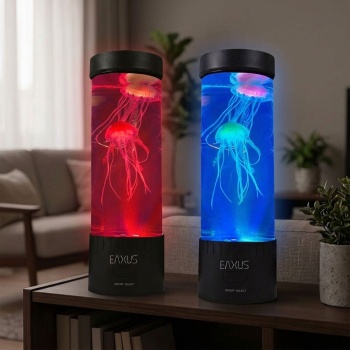 Quallen Stimmungsleuchte 2er-Set - LED Farbwechsel & beruhigende Bewegungen - Dekoleuchte & Nachtlicht - 12 RGB-LEDs - H 32cm, Ø 10cm - USB-Betrieb