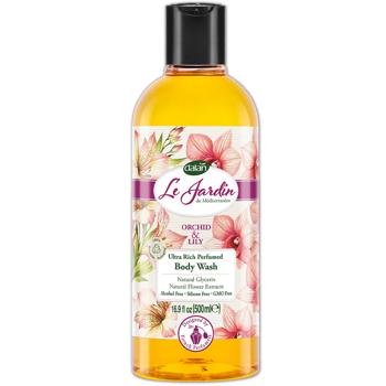 Dalan Le Jardin Luxus Duschgel Orchidee & Lilie 500ml - Vegane, silikonfreie Naturseife für sanfte Hautreinigung - Dermatologisch getestet mit Blütenextrakten