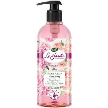 Dalan Le Jardin Luxus Flüssig-Handseife mit Rosenduft 500 ml - Sanfte & vegane Reinigung für ausgeglichene Haut - Mit natürlichen Blütenextrakten