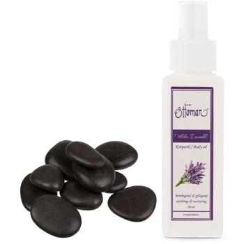 Wellness-Set mit 9 Hot Stone Massage-Steinen & Lavendel-Körperöl - Ideal für Partner- oder Einzelmassage - Lindert Schmerzen gezielt