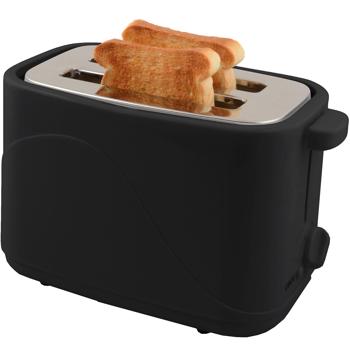 Preview: Kompakter 2-Scheiben Toaster mit 7 Röststufen und Brötchenaufsatz, 700 Watt, elegantes matt schwarz, Krümelschublade