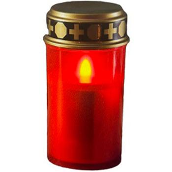 Preview: 4er-Set Solar LED-Grabkerze Rot - Sicheres Grablicht mit Erdspiess - Umweltfreundlich, flackernd - Ø 7x20cm, 1x AAA Batterie - Gedenken ohne Brandgefahr