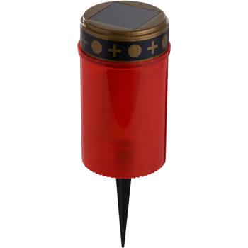 Preview: 4er-Set Solar LED-Grabkerze Rot - Sicheres Grablicht mit Erdspiess - Umweltfreundlich, flackernd - Ø 7x20cm, 1x AAA Batterie - Gedenken ohne Brandgefahr