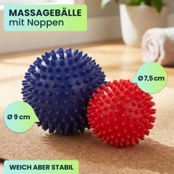 Preview: Massagebälle mit Noppen (2er-Set) – Igelbälle für Fussreflexzonen- & Nackenmassage – Stressabbau & Muskelentspannung