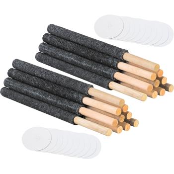 Preview: 90min Wachsfackeln im 20er Pack, mit sicherem Handschutz: Holzgriff, schwarz, für Lagerfeuer-Atmosphäre & Outdoor-Events