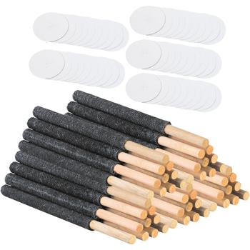 Preview: 90min Wachsfackeln im 50er MEGA Pack, mit sicherem Handschutz: Holzgriff, schwarz, für unvergessliche Momente