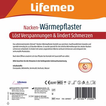 Preview: 5er-Set Nacken-Wärmepflaster weiss - 8h Tiefenwärme bei Nackenbeschwerden & Verspannungen - 23x9cm, selbstwärmend, diskret, Eisenpuder, Aktivkohle