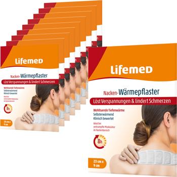 10er-Set Nacken-Wärmepflaster weiss - 8h Tiefenwärme gegen Nackenbeschwerden & Muskelverspannungen - Selbstklebend, 23x9cm, diskret tragbar