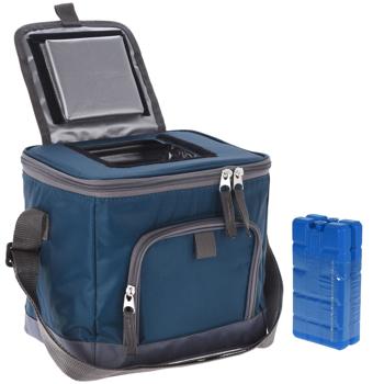 Kühltasche mit Schultergurt 8 Liter, inkl. 2er-Set Kühlakku, blau