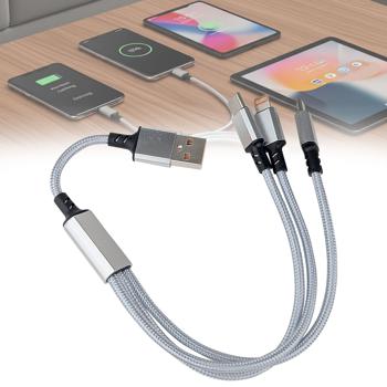 3in1 Universal USB-Schnellladekabel, 25 W, Micro-USB, USB Typ C & Lightning, 30 cm, für iPhones, Samsung, Pixel, Huawei, Powerbanks, Kameras