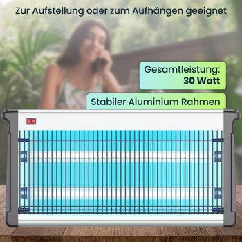 Preview: Profi-LED UV-Insektenvernichter (30W, bis 80m²) -  Zuverlässiger Fliegenvernichter für Gastronomie, Terrasse & Haushalt, ungiftig, energiesparend