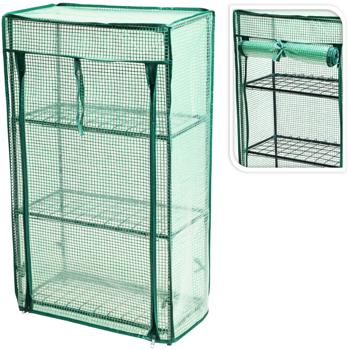 Preview: 2er-Set Mini Gewächshaus - Pflanzenanzucht & Überwinterung für Zimmer, Balkon, Garten - 42x80x24 cm - Metallrahmen, PE-Abdeckung - Vogelschutz