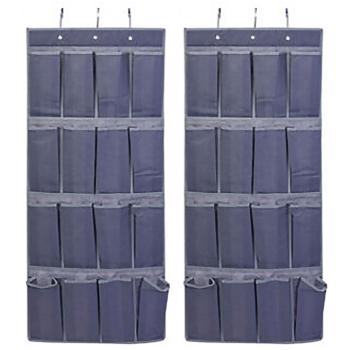 2er-Set Schrank-Hängeregal – 16 Fächer für Kleiderschrank Organisation – 45x110x16cm - Dunkelgrau Material - Ideal für Accessoires