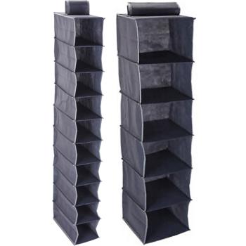 Praktisches Schrank-Hängeregal-Set, 1x 6 Fächer (30x30x120cm), 1x 10 Fächer (30 x 15 x 120 cm) – Dunkelgrau – Maximale Ordnung im Schrank