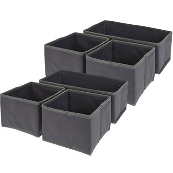 2er-Set Schubladen Organizer 3-tlg. - Ordnungsboxen dunkelgrau für Küche, Bad & Kleiderschrank - 2x 14x14x11 cm - 1x 28x14x11 cm - aufklappbar