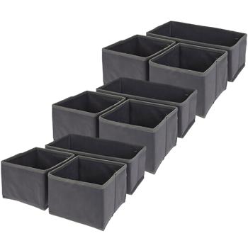 3er-Set Schubladen Organizer – Dunkelgraue Ordnungsboxen für perfekte Struktur in Schubladen & Schränken – 2x 14x14x11 cm, 1x 28x14x11 cm