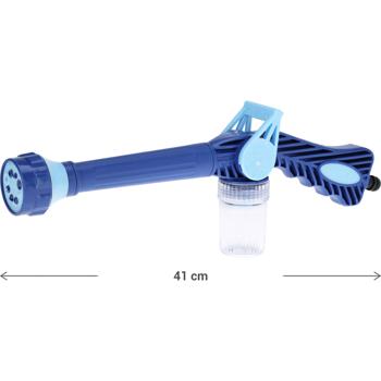 Preview: Multifunktions-Gartenschlauchdüse mit Seifenreservoir & 8 Strahlarten - Macht Auto waschen, Fenster putzen & Aussenreinigung super einfach & schnell