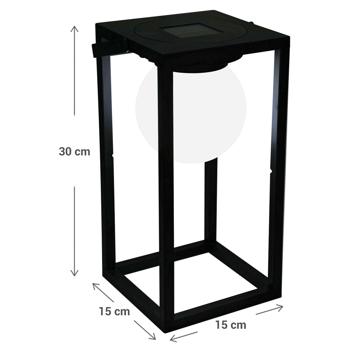 Preview: 2er-Set Solar Tischleuchte, schwarz, warmweisses Licht – 30 x 15 cm, für Camping, Terrasse & Gartenfeste, mobile LED-Leuchte