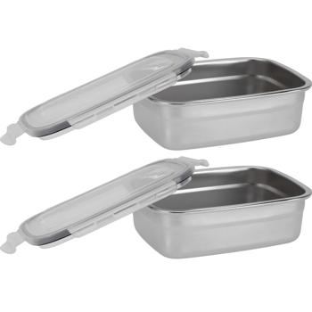 2er-Set Frischhaltedose Edelstahl 750ml - Auslaufsichere Lunchbox mit Clip-Deckel & Silikonring - Hygienisch, spülmaschinenfest & geruchsneutral